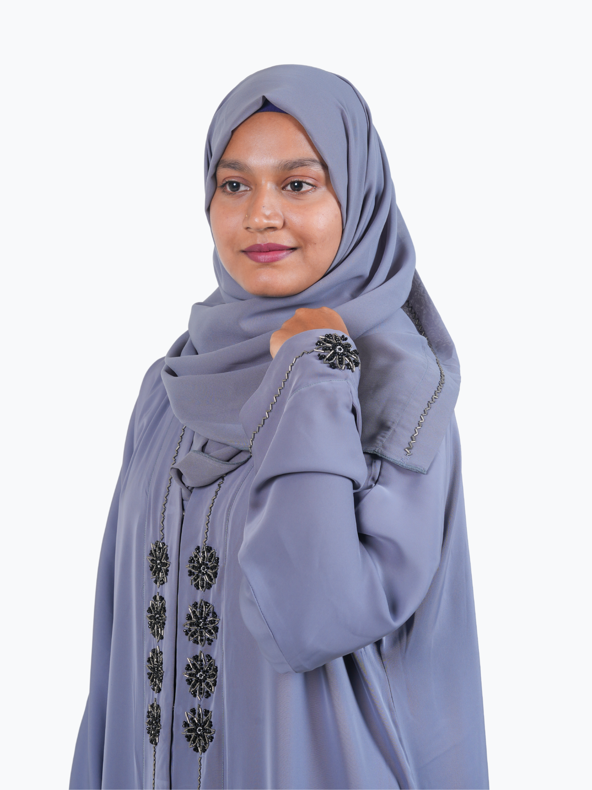 Premium fabric in The Floral Bead Abaya